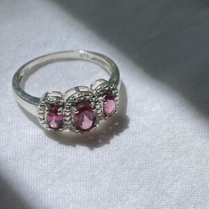Garnet Ring - 925 Solid Sterling Silver Antique Setting
